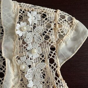 Romantic Crochet/Gauze Crop Vest